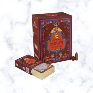 Sree Vani Golden India Cinnamon Backflow Incense Cones - 12 Packets, 120 Cones T